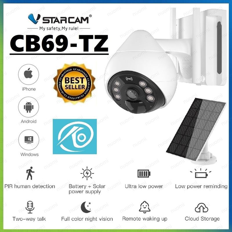 【VSTARCAM】CB69-TZ SUPER HD 1296P 3.0MegaPixel กล้องโซล่าเซลล์ พร้อมแบตเตอรี่ในตัว 10000mAh