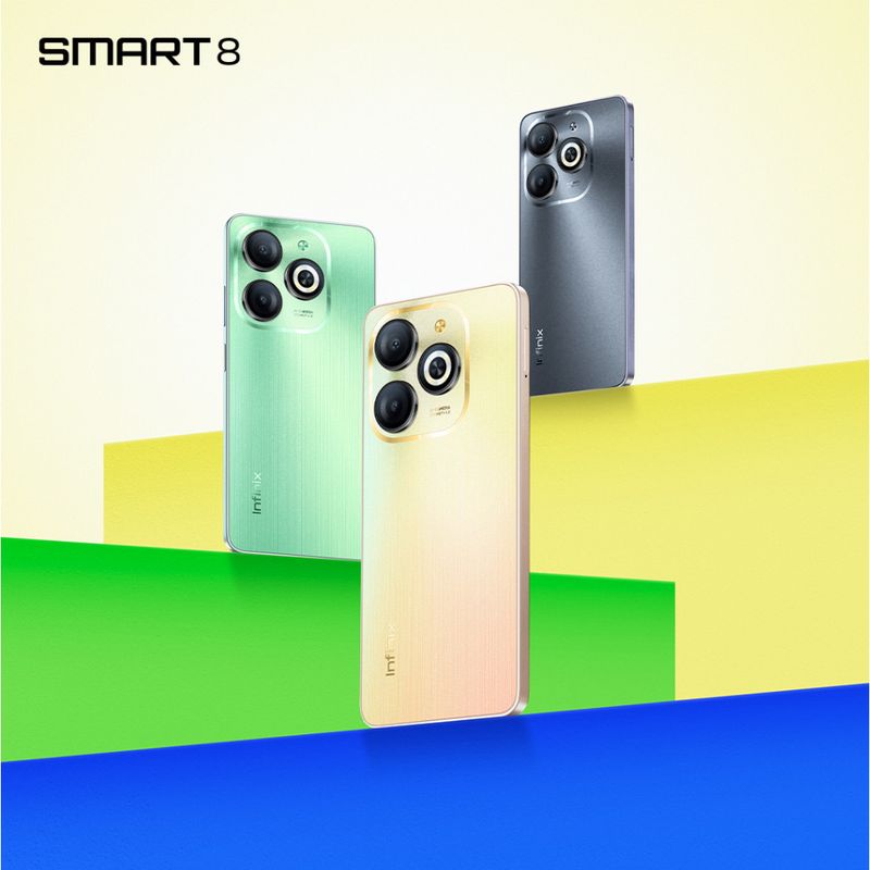 Infinix SMART 8 64+3GB (เพิ่มแรมได้สูงสุด 6GB)Iหน้าจอ 90Hz 6.6" Punch-HoleIแบตเตอรี่ 5000mAh Type-C