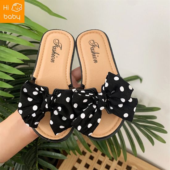 Womens shoes  Summer Childrens Slippers Girls Sandals Casual Bow Non-slip Outer Wear Korean Style Girls Soft Bottom Slippers