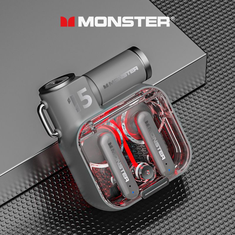 Monster XTK15 Bluetooth wireless headset หูฟังไร้สายบลูทูธ5.3 หูฟังกีฬา ไฮไฟสเตอริโอ เอฟเฟกต์แสงLED หูฟังรับสายแบบ HD รองรับ ios/android/PC