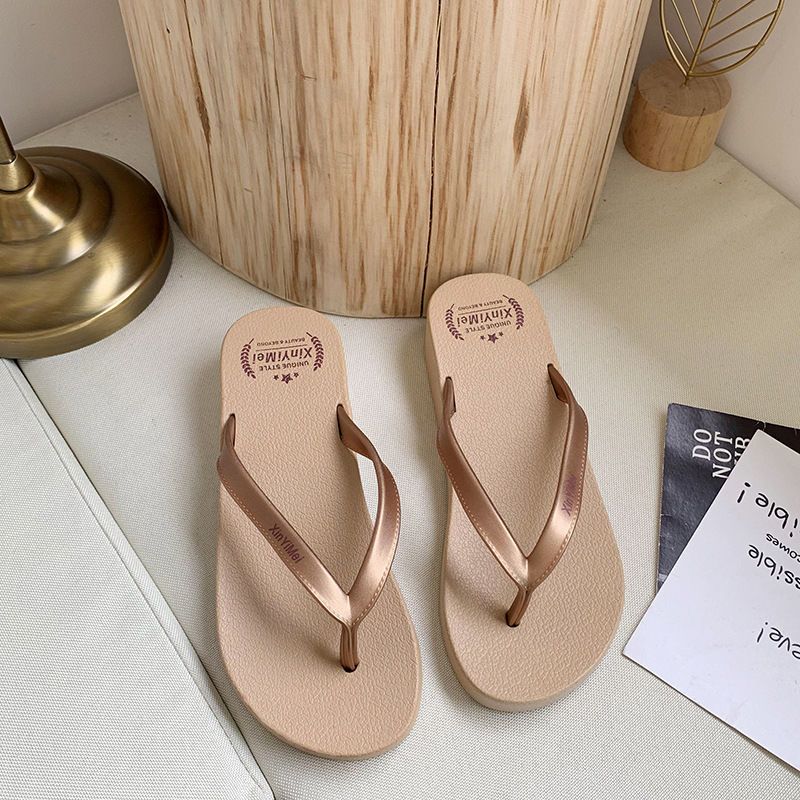 SHO031 2022 Beach Flip-Flops รองเท้าแตะสตรีแฟชั่นฤดูร้อน Non-Slip Wedge สไตล์เกาหลี New Outdoor Beach Flip-Flops Womens Summer Fashion Non-Slip Wedge Korean Style