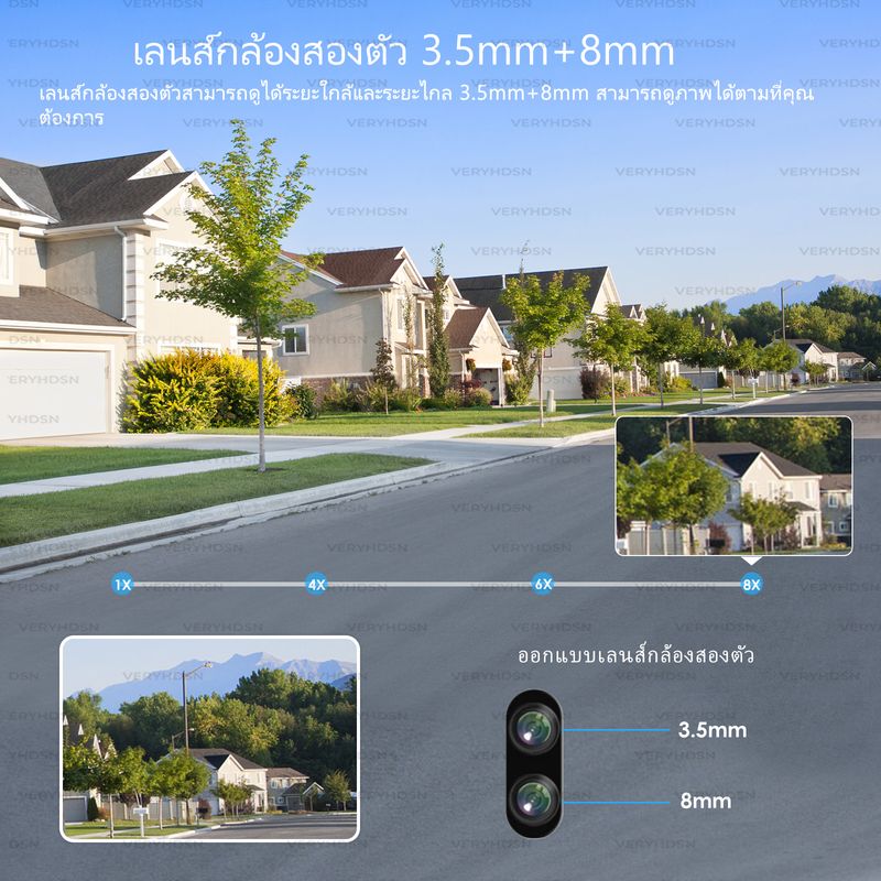 กล้องวงจรปิด wifi 8ล้านพิกเซล กล้องไร้สาย outdoor CCTV camera IP Full HD พิกเซลฟังก์ชัน โหมดพาโนรามา360องศา ดูผ่านมือถือภาพสีกลางคืน AI ตรวจจับคน และติดตามอัตโนมัต