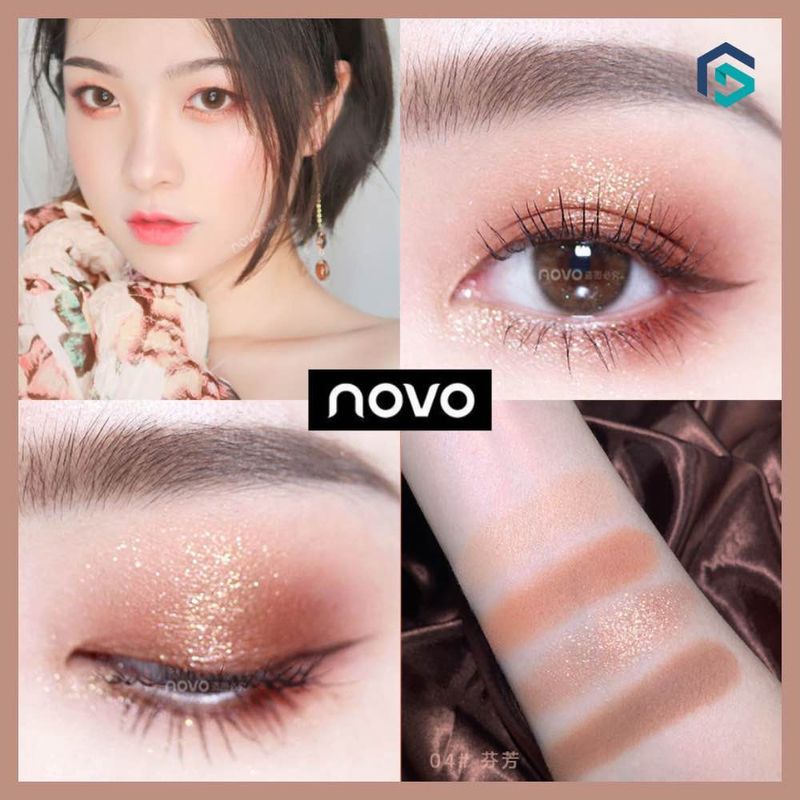 อายแชโดว์ NOVO เนื้อแมทและชิมเมอร์ในตลับเดียว อายแชโดว์แต่งตา 4 ช่อง (NOVO.5330)