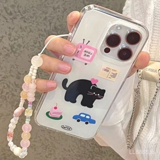 เคสโทรศัพท์มือถือ ซิลิโคน กันกระแทก ลายแมวน้อยน่ารัก สีดํา สําหรับ iPhone 14ProMax 15 13 12 11Pro 7 8plus xr xsmax PXU4