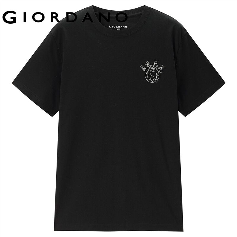 GIORDANO Men T-Shirts Global Travel Print 100% Cotton Tee Crewneck Short Sleeve Simple Summer Fashion Casual Tshirts 01094385