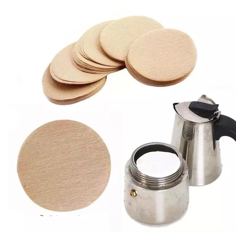 Gion-กระดาษกรองกาแฟวงกลม 100 แผ่น สำหรับหม้อต้มกาแฟ Moka Pot Paper Filter