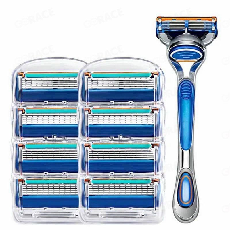 ใบมีดโกนหนวด 5 ชั้น สําหรับ Gillette Blades ProGlide G5 Fusion 5 Gillette Fusion 5 Proglide Proshield 5 ชั้นใบมีดโกนหนวดสําหรับผู้ชาย TRIMLINE มีดโกน มีดโกนหนวด แบบ 5 ใบมีด พร้อมใบมีดโกน 8 ชุด แข็งแรง ทนทาน ไม่ต้องกลัวบาด อุปกรณ์เสริม 8 ใบมีด pj [17295894