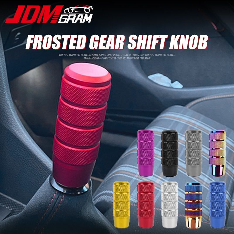 JDMGRAM Universal หัวเกียร์อัตโนมัติ 95 มม.Auto Frosted Non-SLIP SHIFT LEVER อลูมิเนียม PUSH Down Transmission อุปกรณ์ตกแต่งภายในรถยนต์