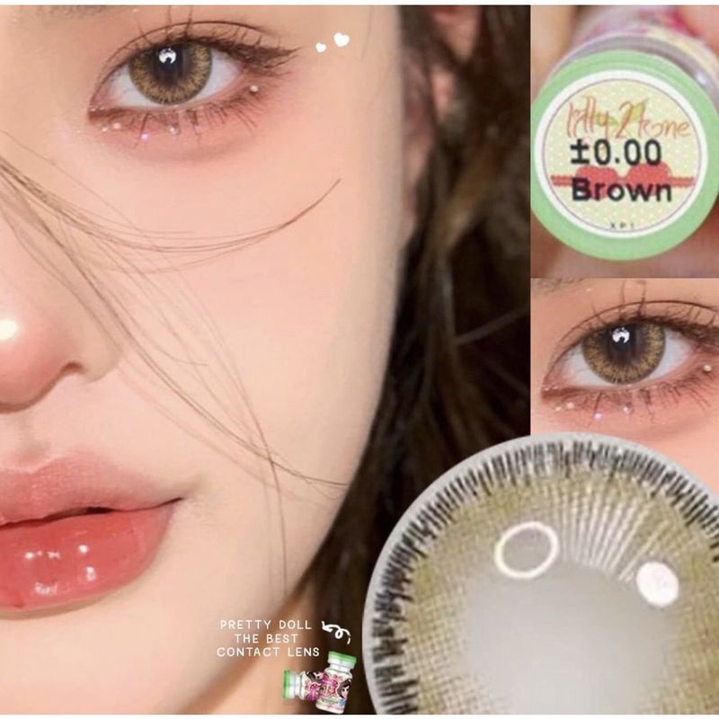 (COD)คอนแทคเลนส์ Contactlens ธรรมชาติ รุ่น Lilly 2 tone สายตา+ปกติ Prettydoll 0.00 ถึง - 6.00 เลนส์นิ่มใส่สบายตา แถมตลับ