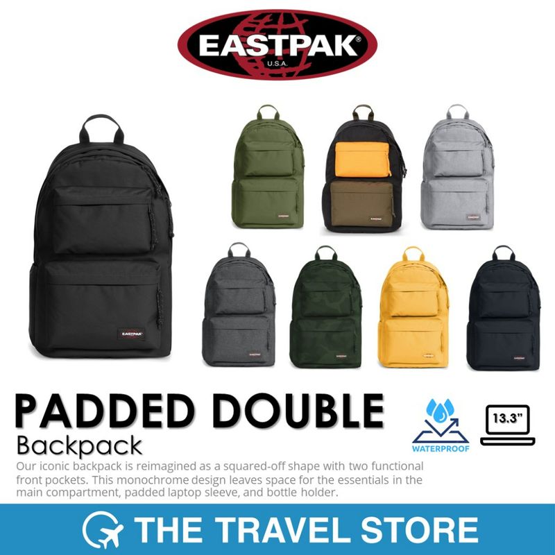 EASTPAK Padded Double Backpack กระเป๋าเป้ กระเป๋าคอมพิวเตอร์ กระเป๋าเป้ รองรับคอมพิวเตอร์ 13 นิ้ว มีที่ใส่ขวดน้ำ