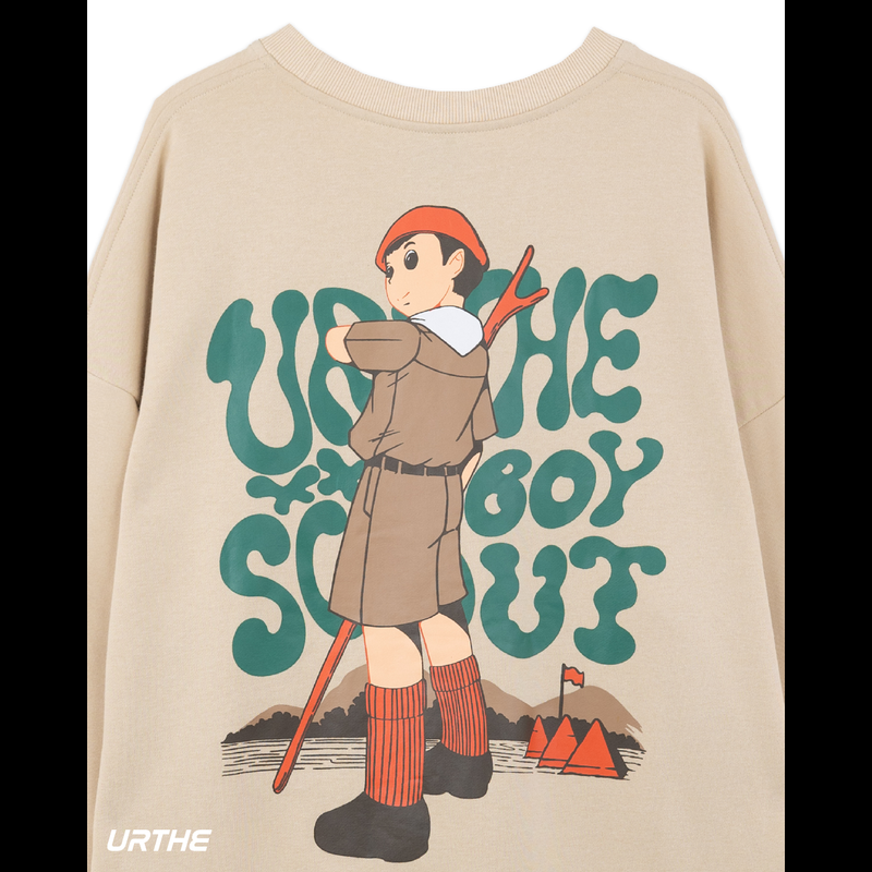 URTHE - เสื้อสเวตเตอร์ แขนยาว สกรีนลาย รุ่น Boy Scout Sweater