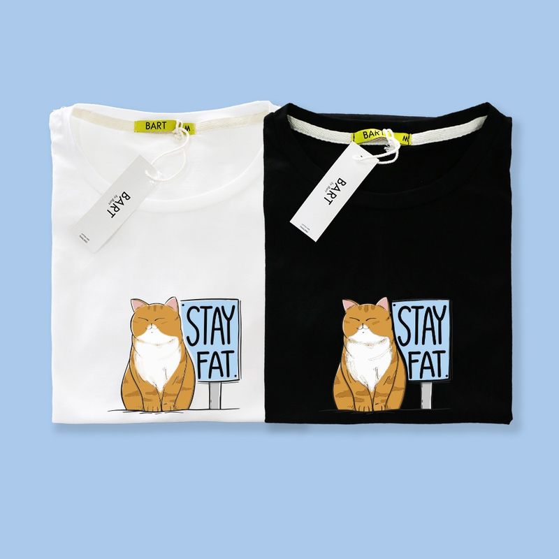 เสื้อยืดลาย FAT CAT ใส่ได้ทั้ง ช ญ