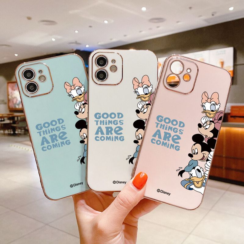 Hontinga ปลอกเคสสำหรับ Huawei Mate 20 Pro Mate 20 X Mate20 Mate 30 Pro Mate 40 Pro Honor 9X Pro Case การ์ตูน (ดิสนีย์) ตัวละครหรูหราชุบโครเมี่ยม Soft TPU สแควร์โทรศัพท์กรณีเต็มปกกล้องป้องกันกรณียางป้องกัน Gores สำหรับสาวๆ