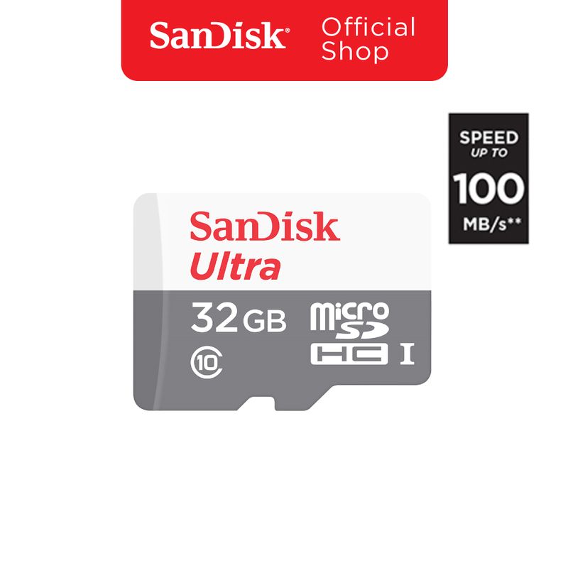 SanDisk MicroSDHC Ultra ความเร็ว 100MB/S ความจุ 32GB Class10 (SDSQUNR-032G-GN3MN, Micro SD)