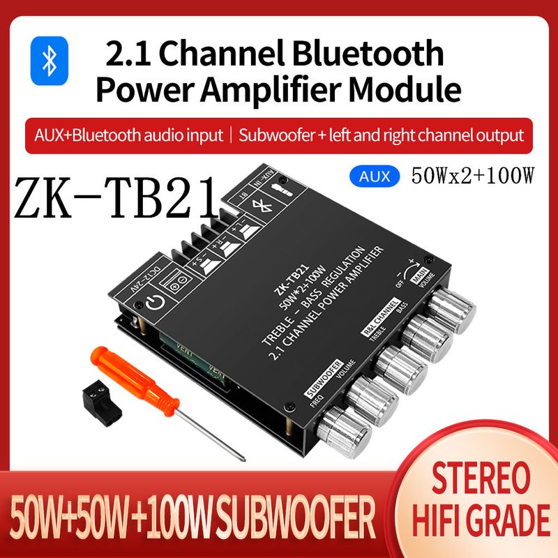 ZK-TB21 TPA3116D2  ลำโพง บลูทูธ บอร์ดขยายเสียงซับวูฟเฟอร์บลูทูธ 5.0 50WX2+100W 2.1 ช่องเสียงสเตอริโอเบส AMP