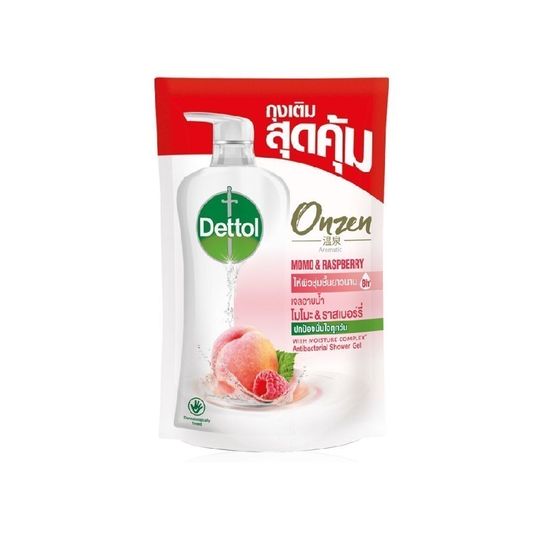 Dettol Onzen Aromatic Shower Gel Momo And Raspberry Scent 400g เดทตอล เจลอาบน้ำชนิดถุงเติม ออนเซ็น อโรมาติก 400 กรัม