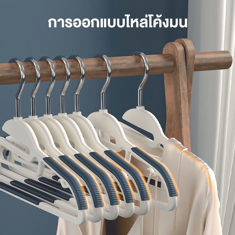 [10 ชิ้น] Jumper Kids ไม้แขวนเสื้อ ไม้แขวนเสื้อรุ่นมีขอบยางกันลื่น เกรดพรีเมี่ยม ตะขอเเขวนสายเดี่ยว แขวนเสื้อคอเล็กและกว้างได้ ขนาด 41x22 CM.