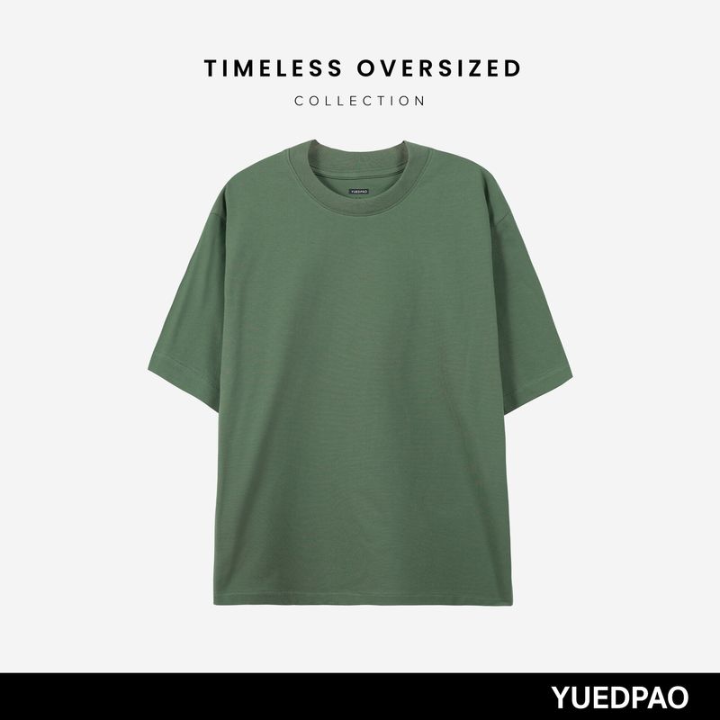 Yuedpao Timeless Oversized ผ้าหนายับยากรีดง่าย  เสื้อยืดทรงหลวม ดีไซน์คลาสสิค เสื้อยืดเปล่า เสื้อยืด โอเวอร์ไซส์ สี Dark Green