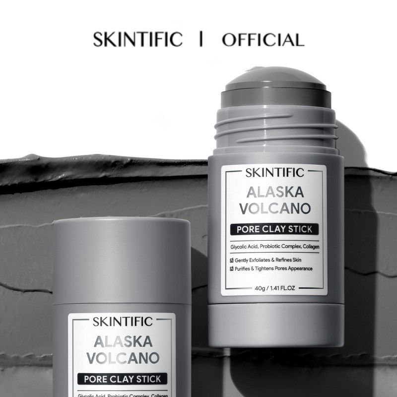 SKINTIFIC โวลคาโน ดีพ พอร์ คลีนซิ่ง เคลย์สติ๊ก (ทำความสะอาดสิวหัวดำและสิวเสี้ยน) Alaska Volcano Clay Mask Stick