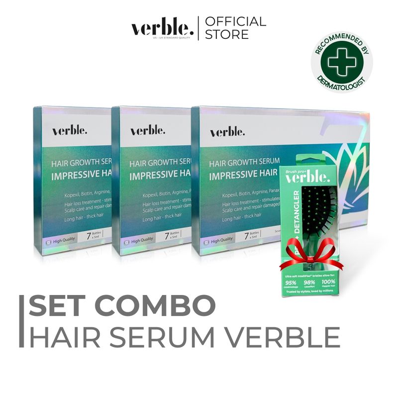 【2 กล่อง | 3 กล่อง】SET COMBO HAIR SERUM VERBLE | ปลูกผม ดูแลผม คืนความเสียหาย ลดการแตกปลาย เพิ่มกา