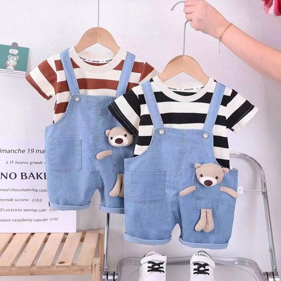 boys suspender suitชุดเอี๊ยมเด็กผู้ชายแบบตุ๊กตาหมีชุดเกาหลี0~1~2~3ปี