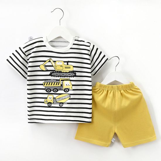 Childrens Short-sleeved Suit Cotton Summer Baby Summer T-shirt Clothes Boys Shorts Clothing Childrens Clothing