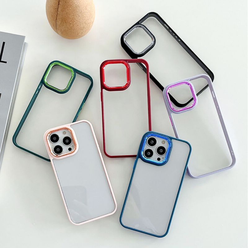 🔥ส่งจากไทย🔥 PC+TPU เคสโทรศัพท์ Case ไอโฟน เคสโทรศัพท์ For เคส iPhone 15 11 เคสไอโฟน11 14 12 13 Pro Max 6 7 8 Plus XR X XS Max SE 2020 หลังใส ขอบสีผิวด้าน เคสกันกระแทก