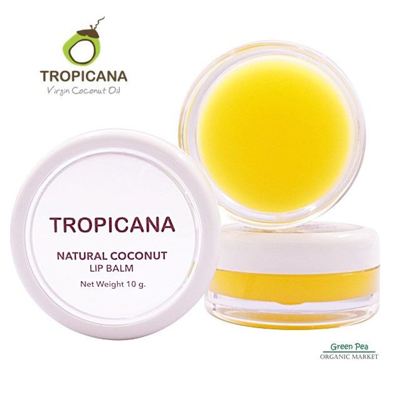 Tropicana  ลิปบาล์มบำรุงริมฝีปากน้ำมันมะพร้าว สูตร NON PRESERVATIVE กลิ่น BANANA HAPPY ขนาด 10 G