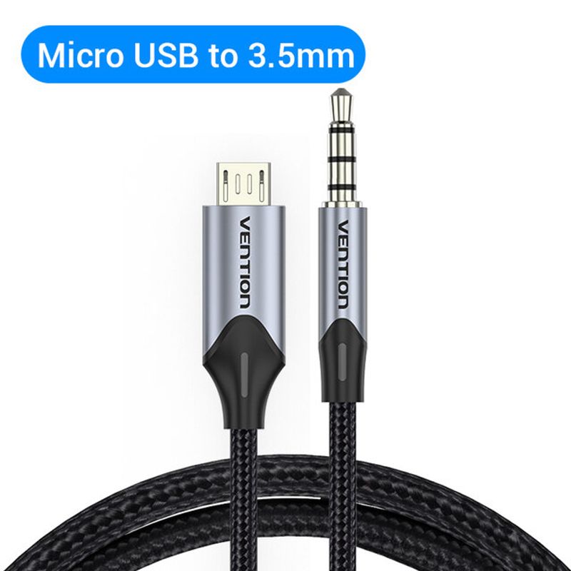 Vention ไมโคร USB Ke Kabel ออดิโอ3.5มม. อแด็ปเตอร์ Suara HIFI แจ็คอะแดปเตอร์3.5คาราโอเกะสายบัตรไมโครโฟนมีเสียงเคเบิลไมโคร USB ไมโคร USB ถึง3.5มม. สาย V8สายออดิโอ