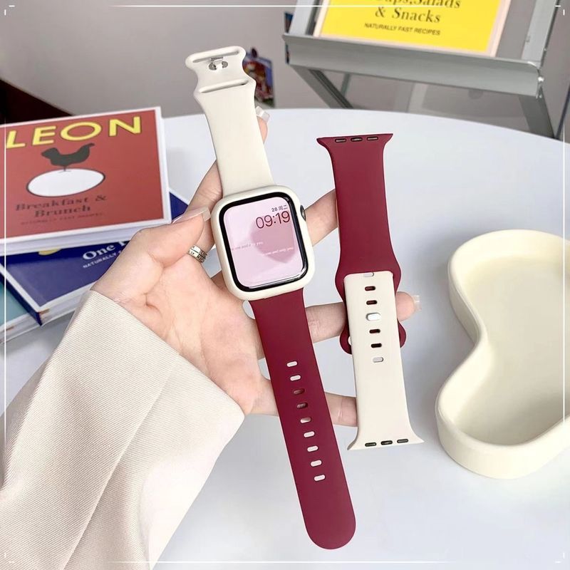 เคสซิลิโคน + สายรัดสำหรับสายคาด Apple Watch ซีรีส์9 49มม. พิเศษ2 45มม. 44มม. 41มม. 40มม. 38มม. 42มม. สร้อยข้อมือกีฬาสำหรับ IWatch 8 7 SE 6 5 3