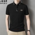 JEEP SPIRIT 1941 ESTD:เสื้อโปโลของผู้ชายสำหรับฤดูร้อน,ดำ,XL