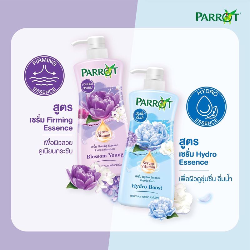 มีให้เลือก 6 สูตร 1 แถม 1 (สินค้าแถมในแพ็ค) Parrot Shower Cream Vitamin Serum 450ml. แพรอท ครีมอาบน้ำ เซรั่มวิตามิน 450มล. ครีมอาบน้ำนกแก้ว