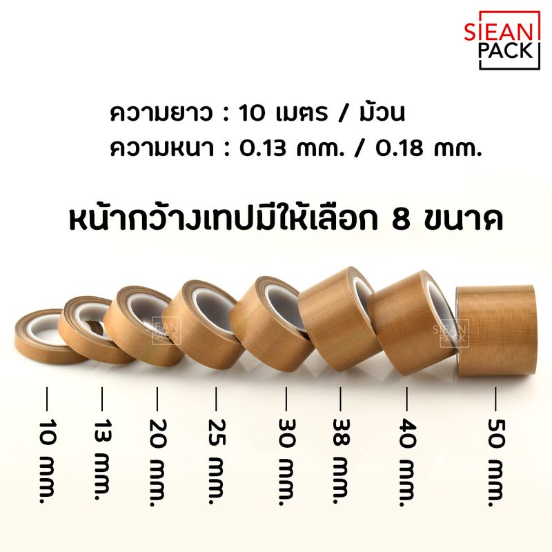 ผ้าเทปกันความร้อน สำหรับเครื่องซีล มีกาวในตัว ยาว10เมตร ความหนา 0.13mm /0.18mm