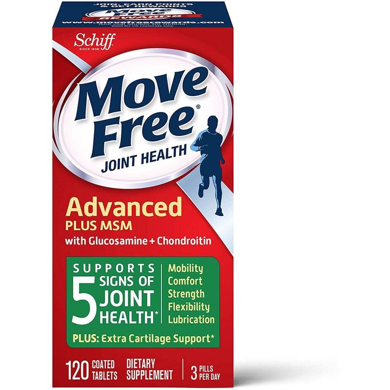 Schiff Move Free Advance Plus MSM with Glucosamine & Chondroitin กลูโคซามีนขนาด 120 เม็ด  Move Free สีเขียว 120 เม็ด