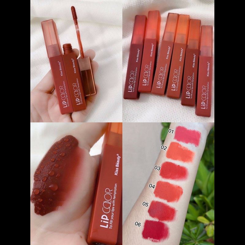 70063-03 ลิปจุ่ม Kiss beauty ลิปแมทกันน้ำไม่ติดแมส โทนแดงก่ำ ลิปแมท กลิ่นหอม ติดทนนาน สีสวยมากกก