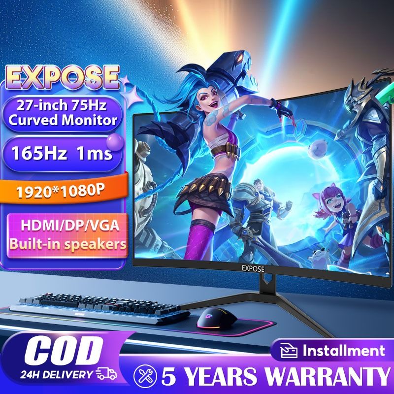 จอคอมพิวเตอร์ 27นิ้ว 165Hz จอคอม Gaming Monitor จอมอนิเตอร์ LED หน้าจอโค้ง จอเกมมิ่ง จอมอนิเตอร์เกมมิ่ง HDMI DP VGA