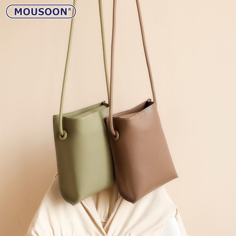 MOUSOON ใหม่ของผู้หญิงเกาหลีรุ่นโทรศัพท์มือถือกระเป๋าเรียบง่ายสไตล์ญี่ปุ่นแนวทแยง