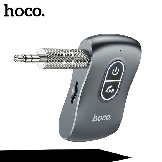 HOCO E53เครื่องรับสัญญาณบลูทูธไร้สายบลูทูธ5.0อะแดปเตอร์รถยนต์แบบพกพาอะแดปเตอร์เสียงแบบไร้สาย3.5มม.Auxพร้อมด้วยไมโครโฟน