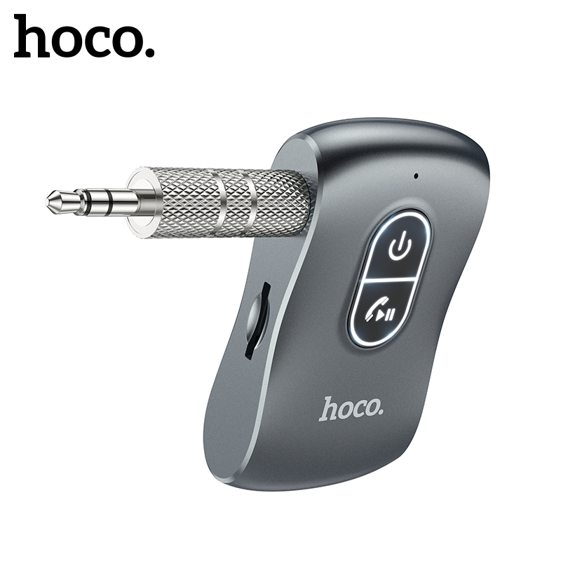 HOCO E53เครื่องรับสัญญาณบลูทูธไร้สายบลูทูธ5.0อะแดปเตอร์รถยนต์แบบพกพาอะแดปเตอร์เสียงแบบไร้สาย3.5มม.Auxพร้อมด้วยไมโครโฟน