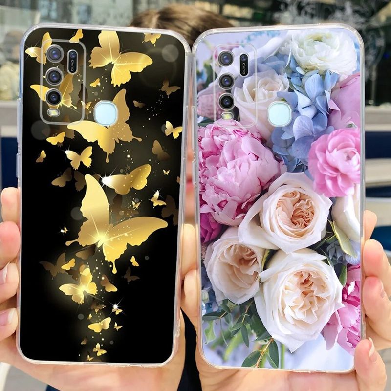 สำหรับ Vivo เคส Y50 1935เคสซิลิโคนนิ่มพิมพ์ลายผีเสื้อแมวน่ารักเคสกันกระแทก VivoY50 Y30 Y 30 50 1938