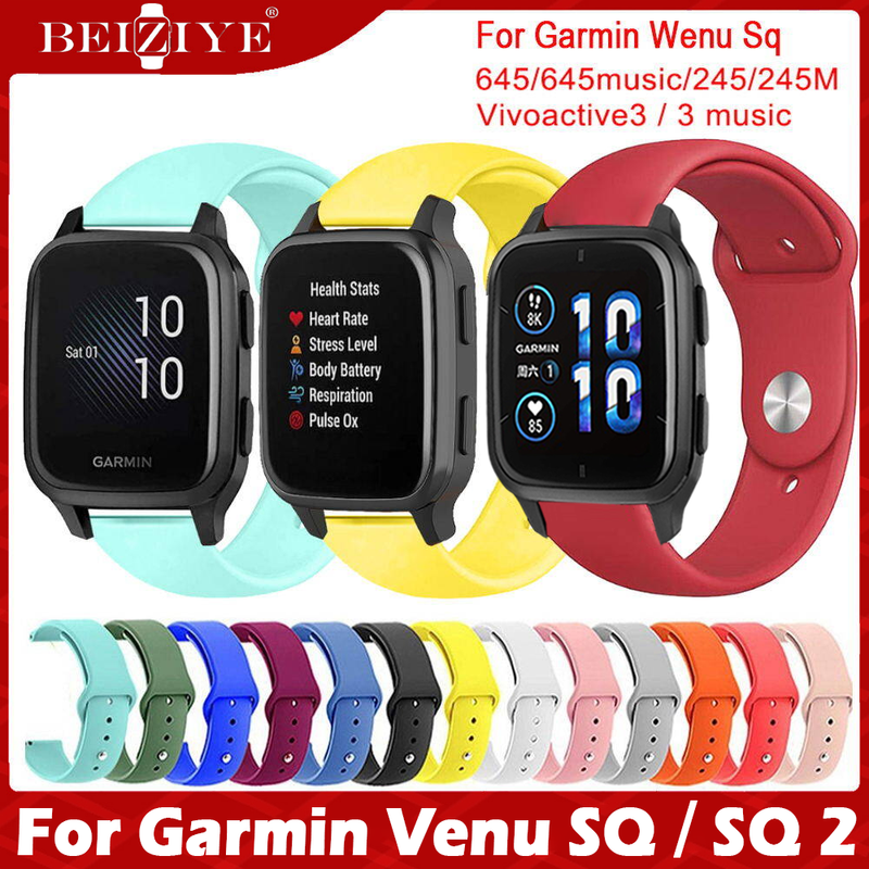 สายซิลิโคน สำหรับนาฬิกาข้อมือ for Garmin Venu Sq Sq 2 Smartwatch Strap Garmin Forerunner 645 245 245M /Vivoactive 3 Music สาย ซิลิโคน Vivomove HR Smart Watch สายนาฬิกา Sport silicone Strap Wristbands สาย