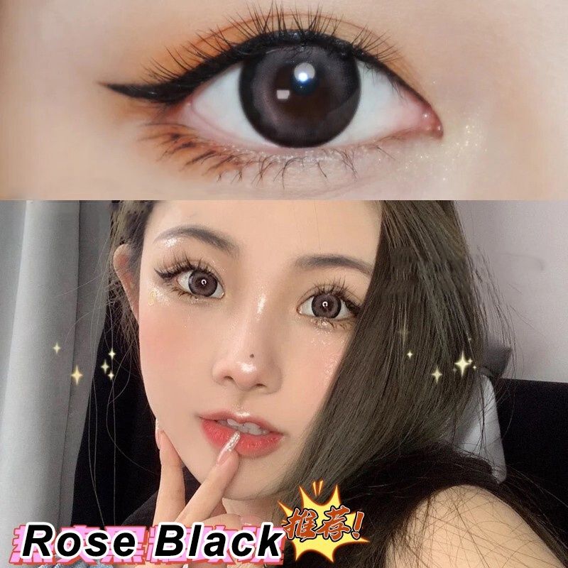 Rose Black / Apsara คอนแทคเลนส์ 14.5 มม. สําหรับ 1 ปี พร้อมค่าสายตาให้เลือก 0.00 ถึง - 8.00