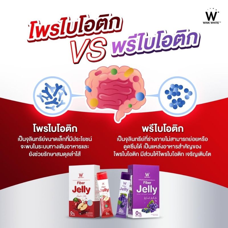 WINK WHITE FIBER JELLY APPLE CIDER [เจลลี่แอปเปิ้ลไซเดอร์ 10 กล่อง]+[เจลลี่ไฟเบอร์ 13 กล่อง ]  ช่วยให้ระบบขับถ่าย ลดพุง