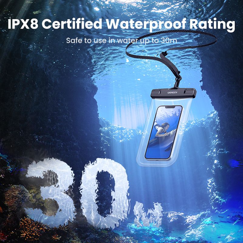 UGREEN Waterproof Case with Neck Strap for iPhone 15 14 Pro Max Samsung S24 S23 Huawei P50 up to 7.2 inch Model: 50919   Songkran Festival