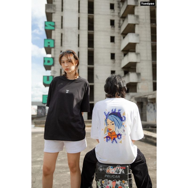 Yuedpao X Waris ยอดขาย No.1 รับประกันไม่ย้วย 2 ปี เสื้อยืดเปล่า เสื้อยืด Oversized แขนสั้น Set Black&White