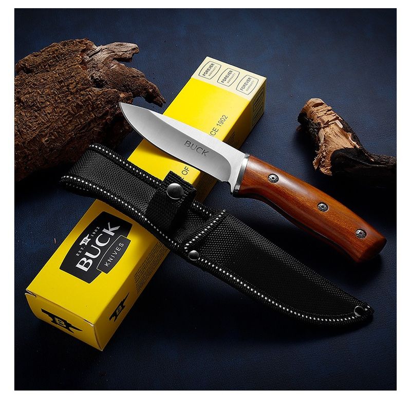 มีดพก BUCK Knives มีดเดินป่า ขนาดใบมีด 23cm พร้อมซ้องหนังเก็บใบมีด สินค้าพร้อมส่ง