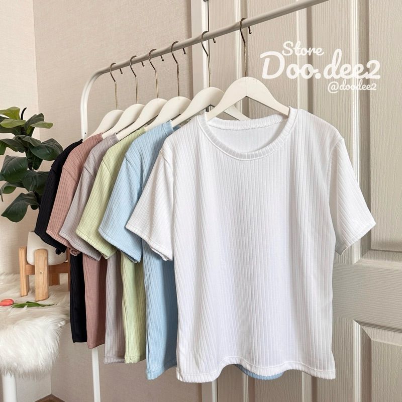 ♦️DOODEE2♦️01/23เสื้อคอกลม Oversize สาวอวบๆใส่ได้ ผ้าร่องไฮโซ ใส่สบาย