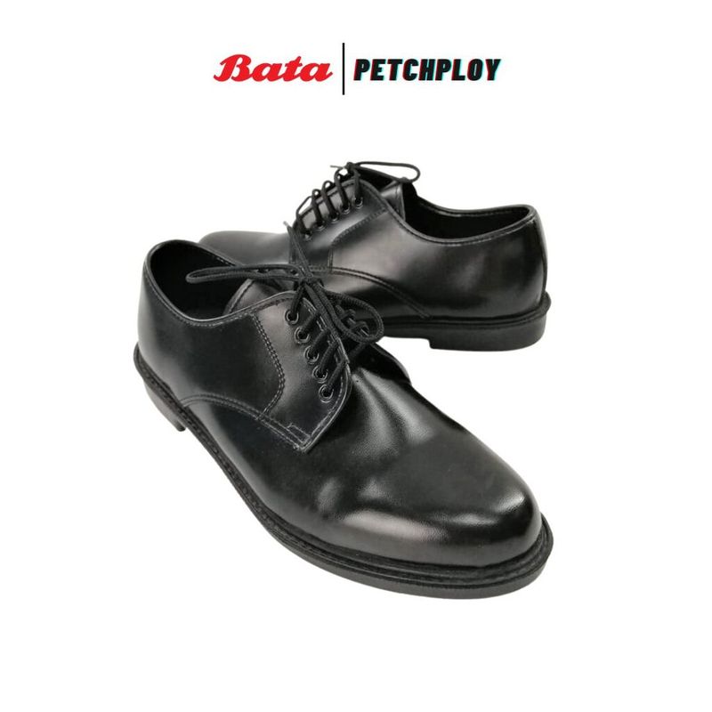 Bata คัชชูหนังสีดำ แบบผูกเชือก ยี่ห้อบาจาของแท้ รองเท้าทางการ เบอร์ 2-12 (35-47) รุ่น 6782