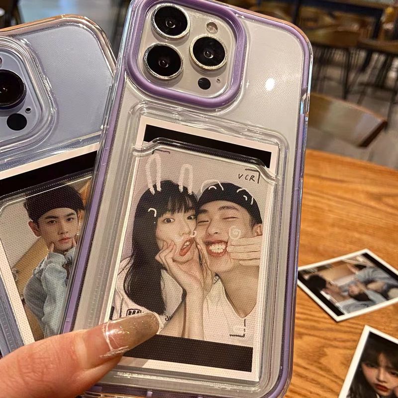 เคสโทรศัพท์มือถือแบบนิ่ม TPU ใส กันกระแทก พร้อมช่องใส่บัตร สีแคนดี้ หรูหรา สําหรับ for  IPhone 15 pro max 14  pro max 13 12 11 Pro Max X Xs Max Xr 8 7 Plus