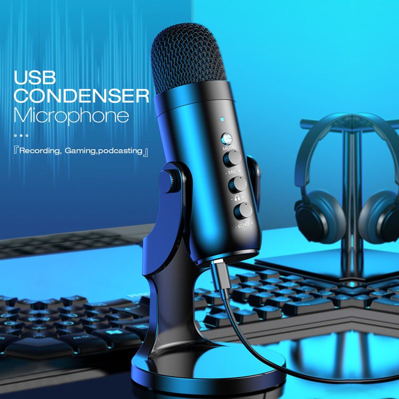 Haomuren ไมค์ตั้งโต๊ะมืออาชีพ USBไมค์อัดเสียง เหมาะสำหรับ For PC Computer Singing Gaming Streaming Podcasting K66